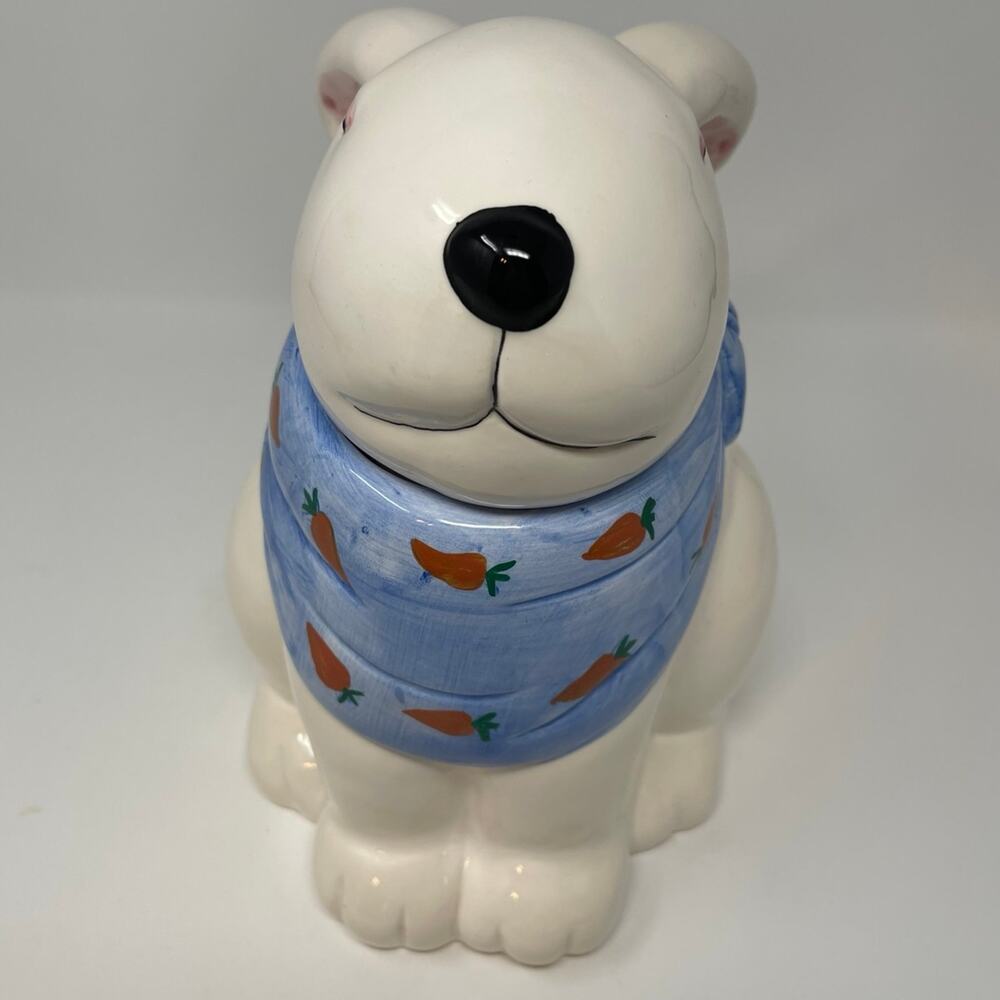 Vintage White Rabbit Carrot Bandana Cookie Jar